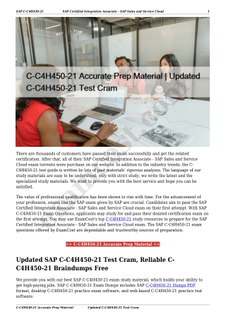 C-C4H450-21 Accurate Prep Material | Updated C-C4H450-21 Test Cram
