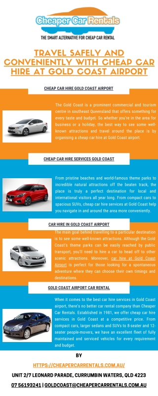 Travel Safely and Conveniently With Cheap Car Hire at Gold Coast Airport