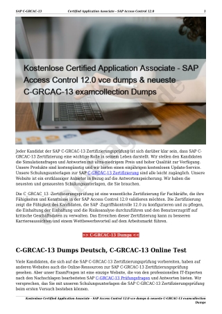 Kostenlose Certified Application Associate - SAP Access Control 12.0 vce dumps & neueste C-GRCAC-13 examcollection Dumps