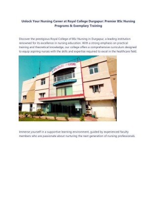 royal_college_durgapur for Bsc nursing admission helpline number 9800180290