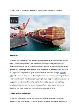 Export to India_ A Comprehensive Guide for International Businesses by Onnsynex-JUNE 2023