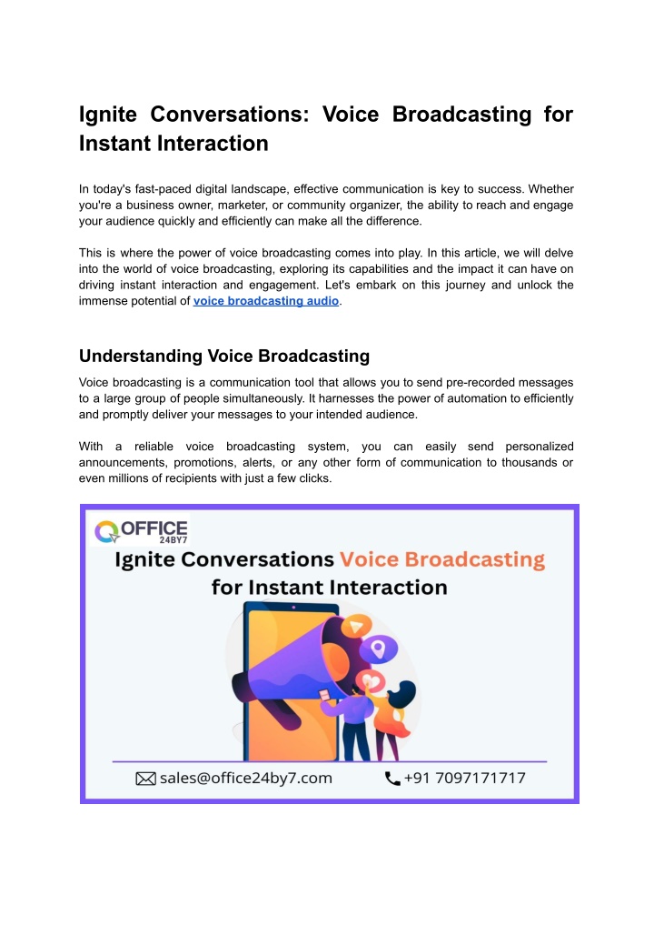 ignite conversations voice broadcasting
