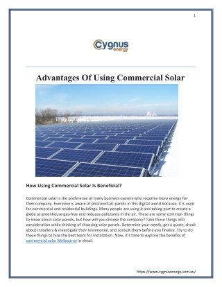 Advantages Of Using Commercial Solar