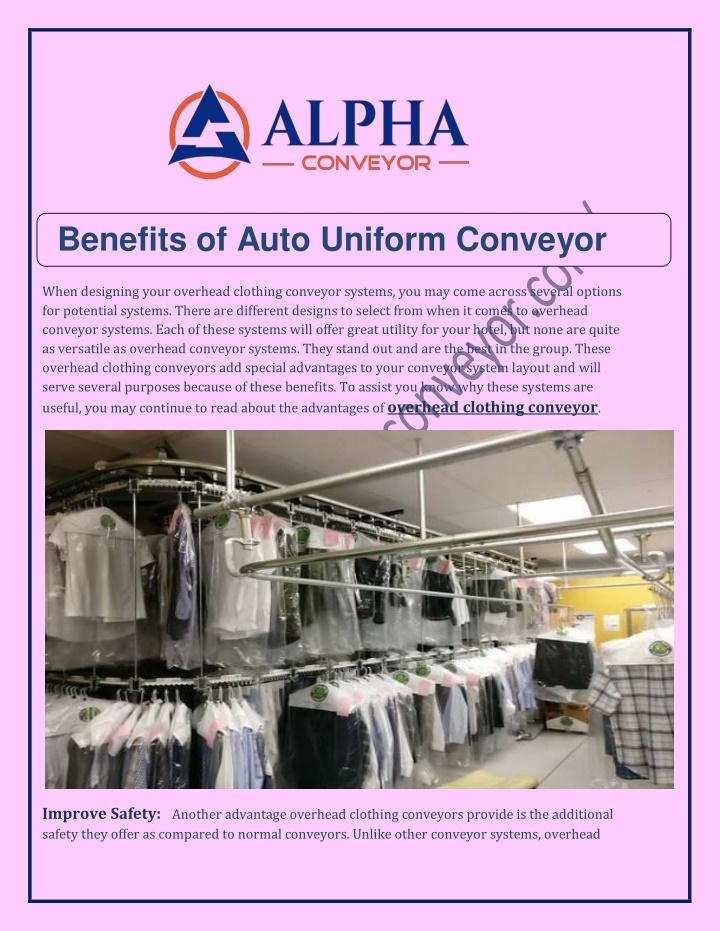 benefits of auto uniform conveyor