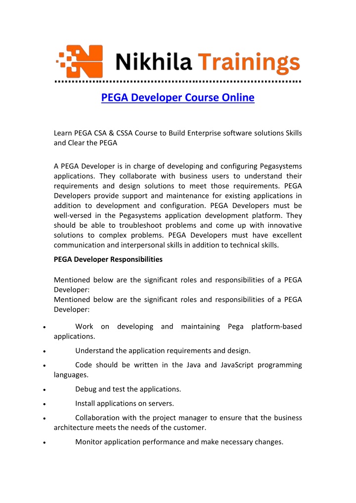 pega developer course online