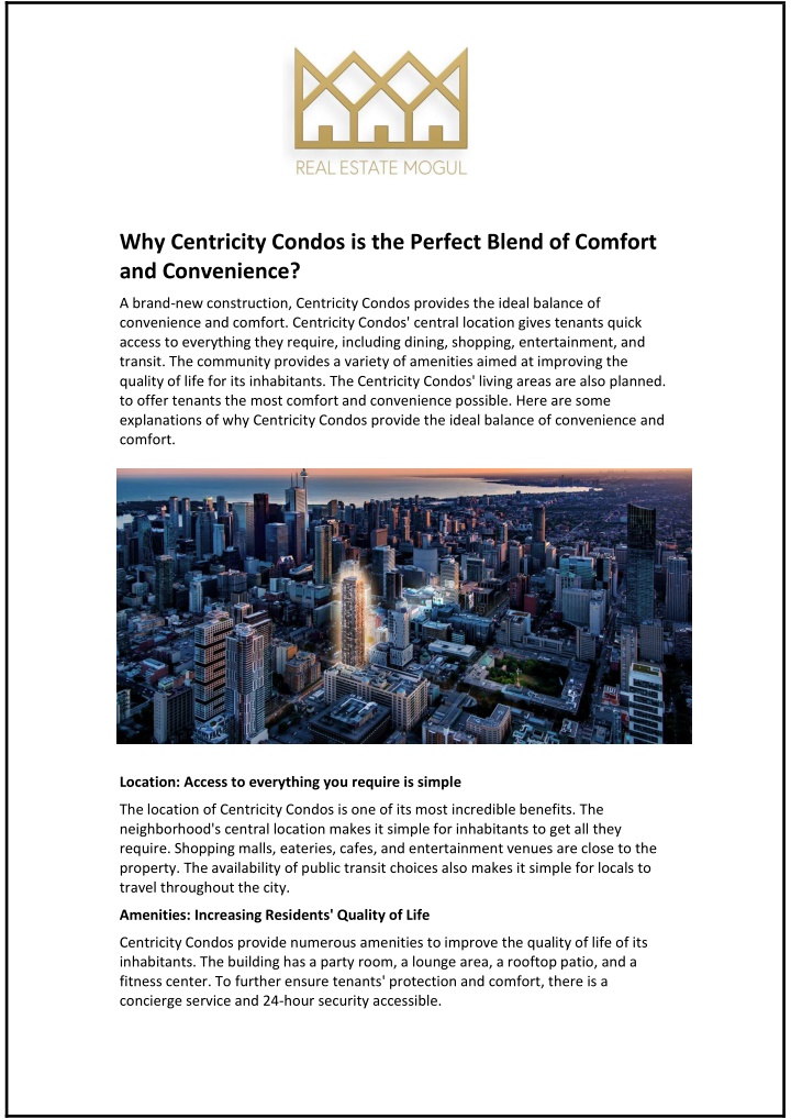 why centricity condos is the perfect blend