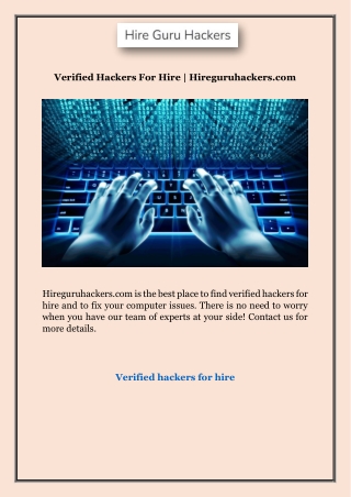 Verified Hackers For Hire | Hireguruhackers.com