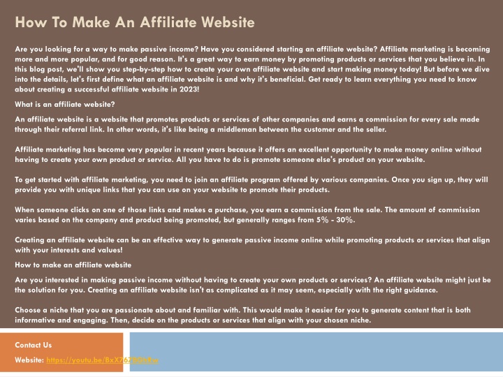 how to make an affiliate website