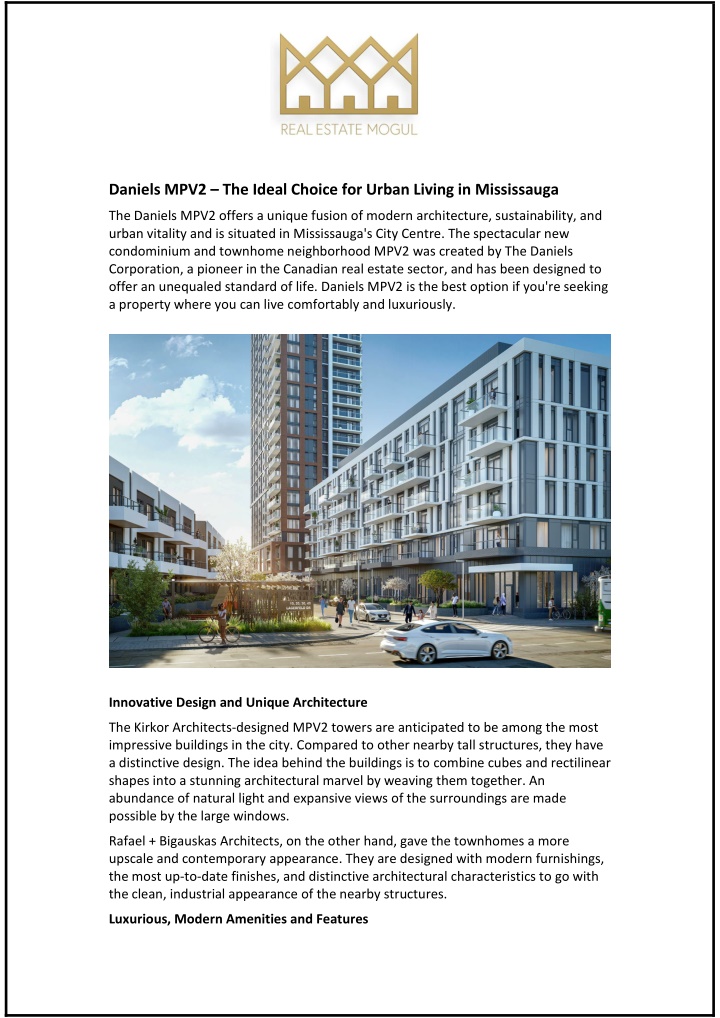 daniels mpv2 the ideal choice for urban living
