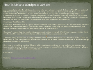 How To Make A Wordpress Website
