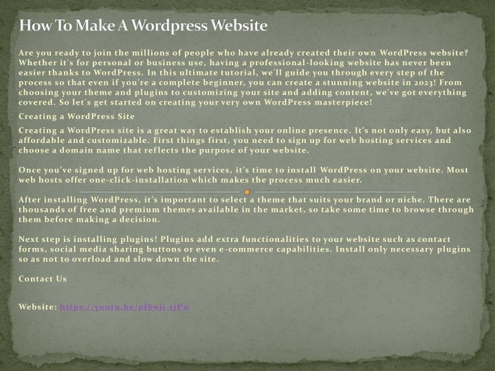 how to make a wordpress website