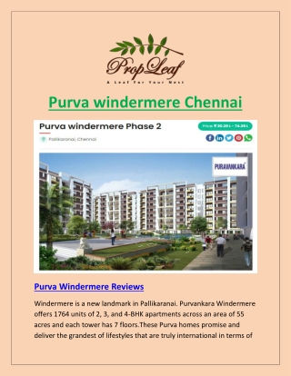 Purva windermere Chennai