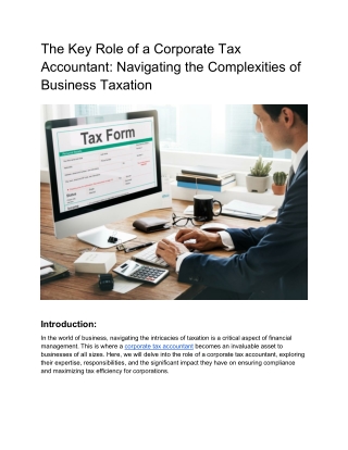 The Key Role of a Corporate Tax Accountant_ Navigating the Complexities of Business Taxation