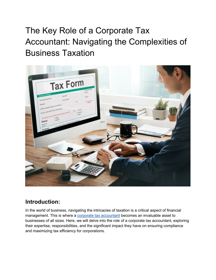 the key role of a corporate tax accountant