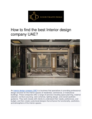How to find the best Interior design company UAE