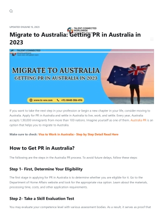 Migrate to Australia: Getting PR in Australia in 2023