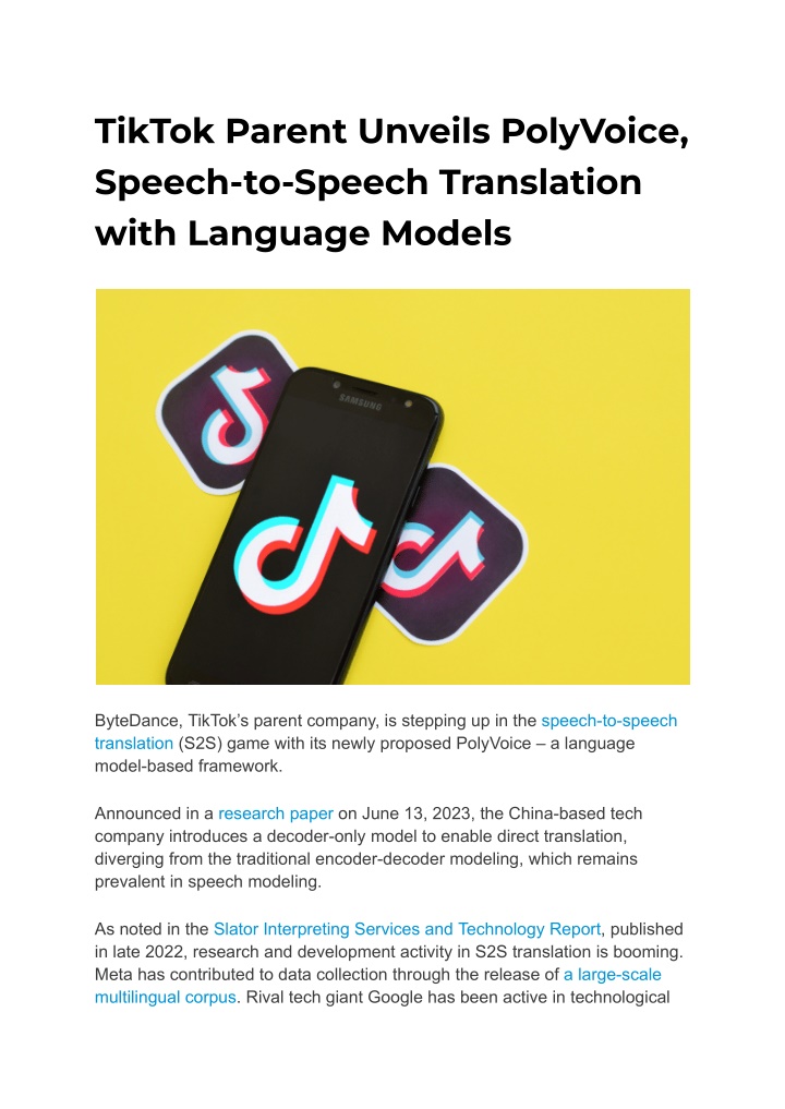 tiktok parent unveils polyvoice speech to speech