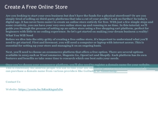 Create A Free Online Store