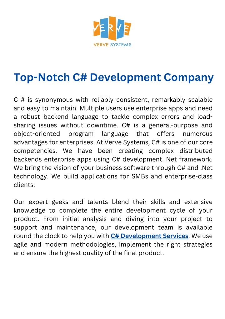 top notch c development company