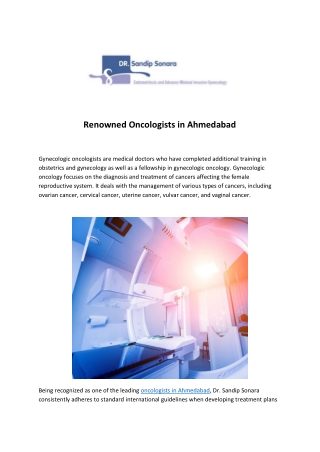 renowned oncologists in ahmedabad
