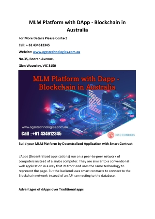 MLM Platform with DApp - Blockchain in Australia