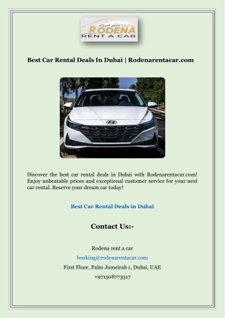 Best Car Rental Deals In Dubai | Rodenarentacar.com
