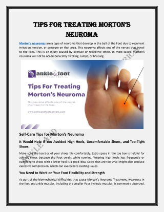 Tips for Treating Morton Neuroma