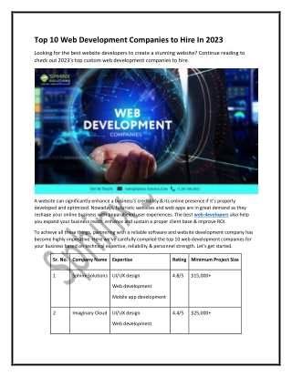 top 10 web development companies to hire in 2023