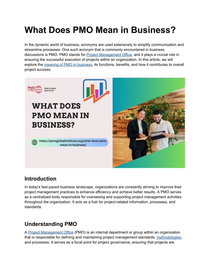 what does pmo mean in business