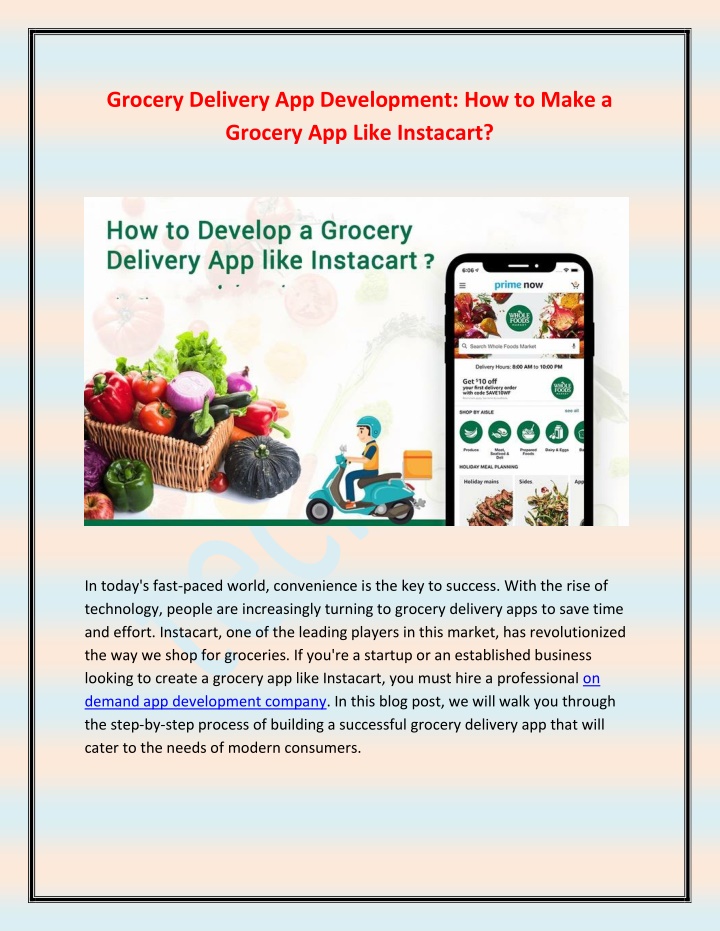 grocery delivery app development how to make