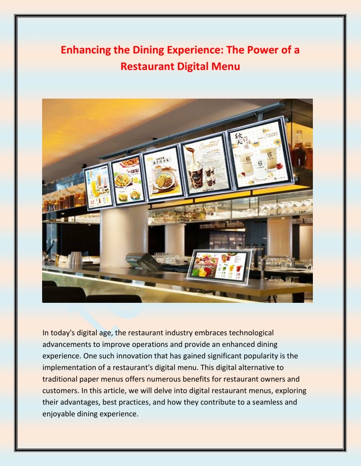 enhancing the dining experience the power