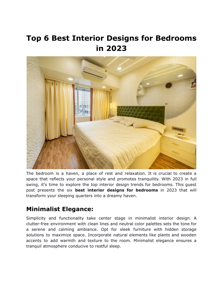 top 6 best interior designs for bedrooms in 2023