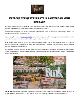 Explore top restaurants in Amsterdam with Terrace