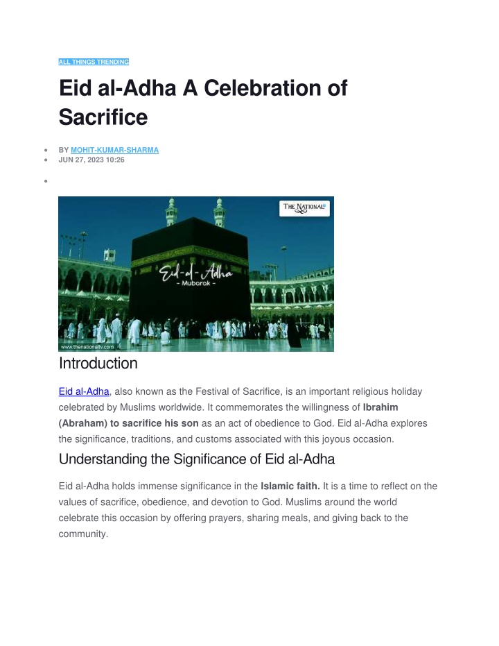all things trending eid al adha a celebration