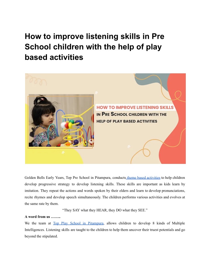 how to improve listening skills in pre school