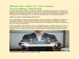 What It’s Like To Use Zoho Consulting Services