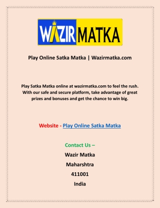 Play Online Satka Matka | Wazirmatka.com