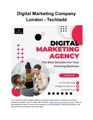 Digital Marketing Company London - Techtadd