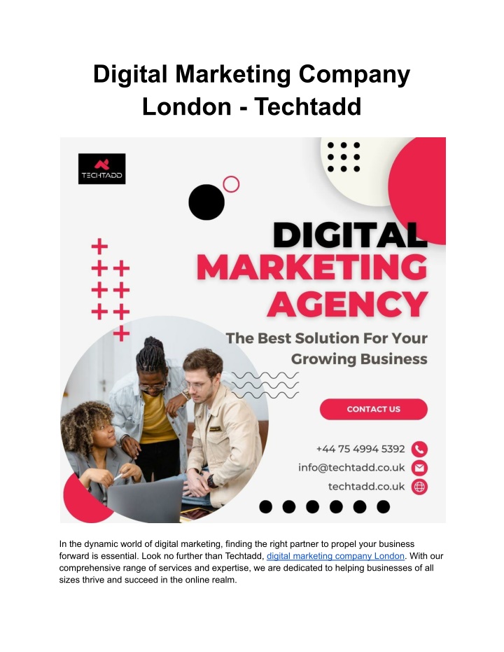 digital marketing company london techtadd