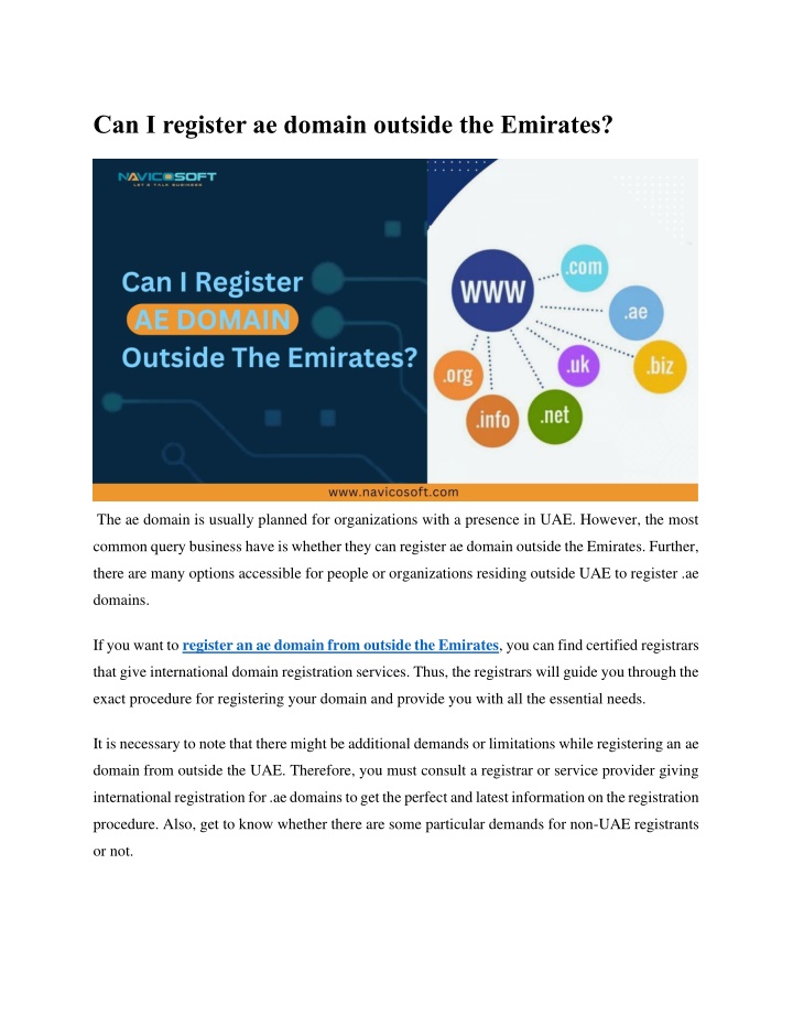 can i register ae domain outside the emirates