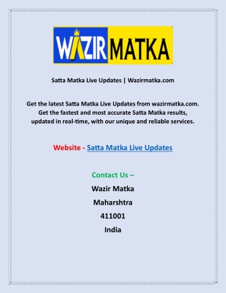 Satta Matka Live Updates | Wazirmatka.com