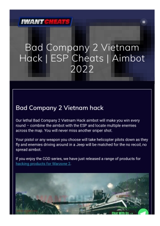 Bad Company 2 Vietnam Hack  ESP Cheats  Aimbot 2022