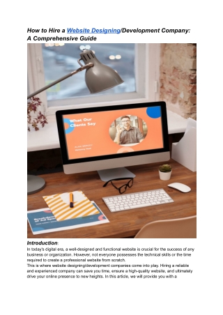 How to Hire a Website DesigningDevelopment Company