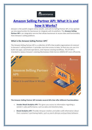 Amazon Selling Partner API- What it is and how it Works