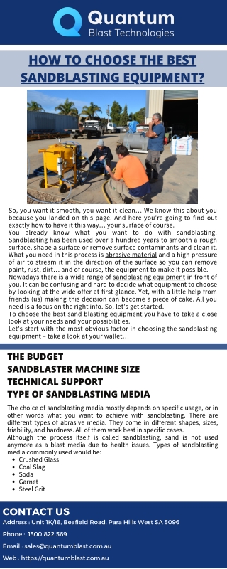 how to choose the best sandblasting equipment