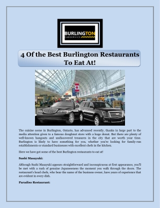 4 Of the Best Burlington Restaurants To Eat At