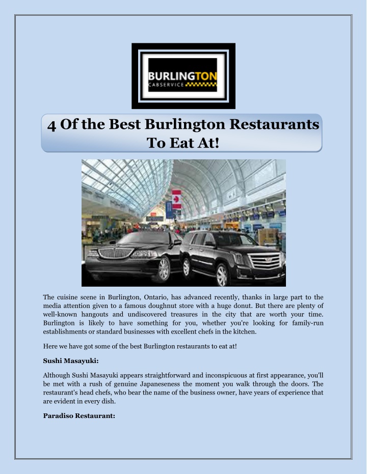 4 of the best burlington restaurants to eat at