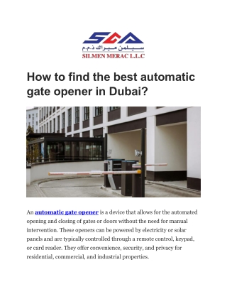 How to find the best automatic gate opener in Dubai