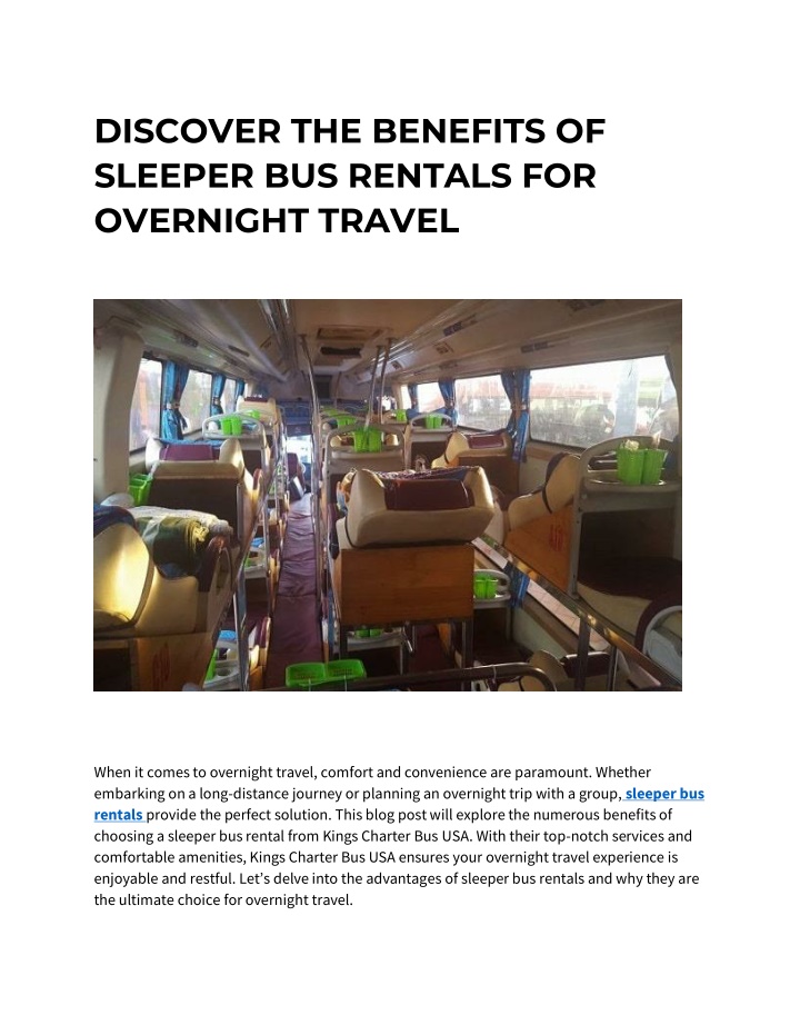 discover the benefits of sleeper bus rentals