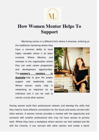 Women Mentor Helps To Support